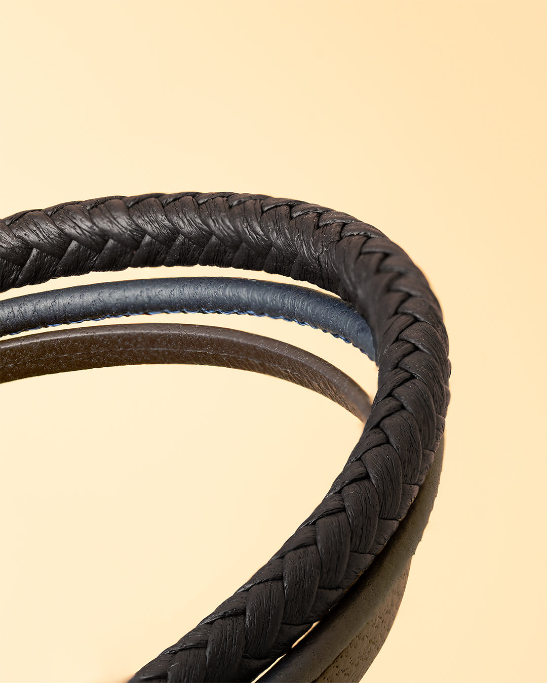 Brățară triplă cu trei tipuri de piele nappa italiană, Gemini