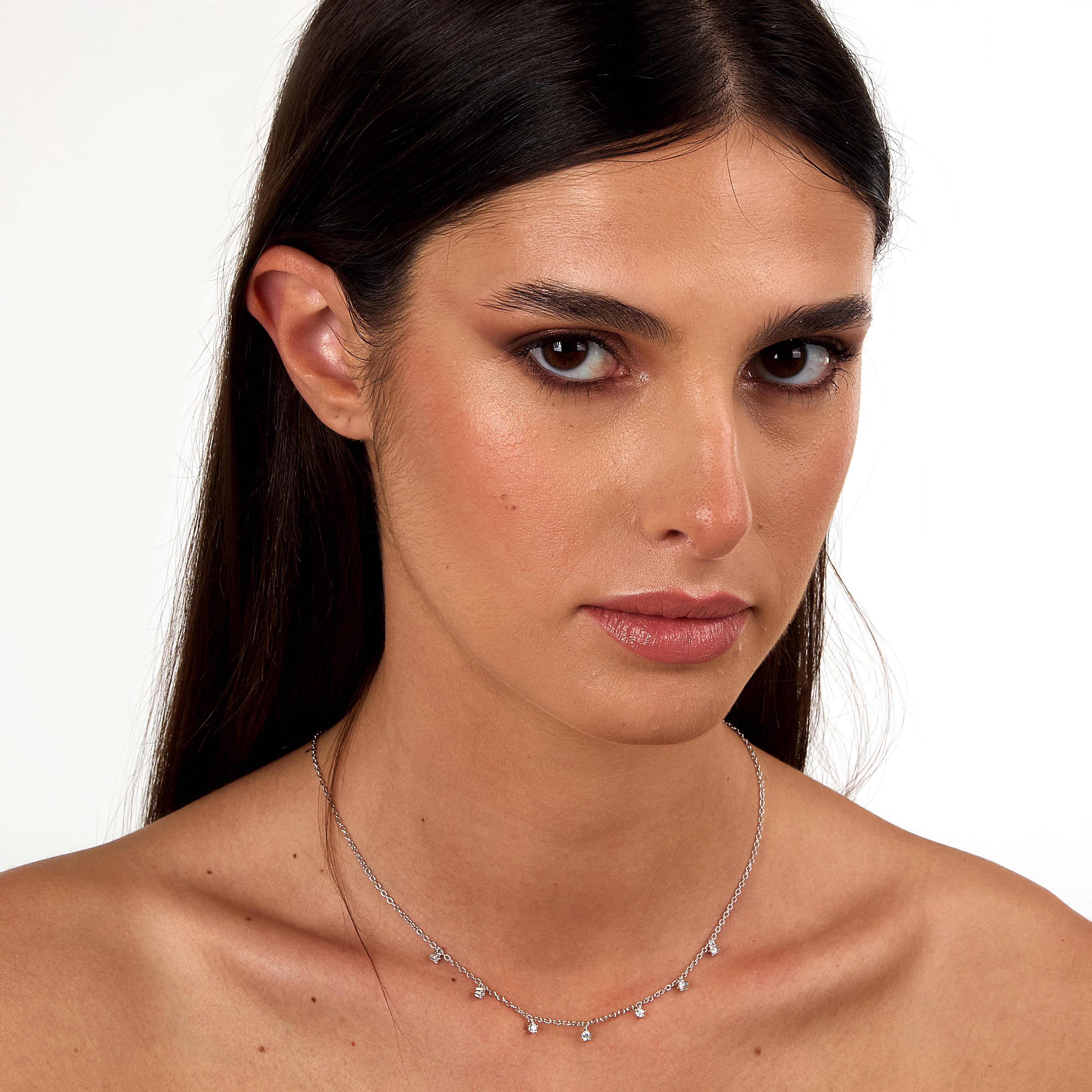 Colier de damă din argint sterling cu pietre albe, LA PETITE STORY