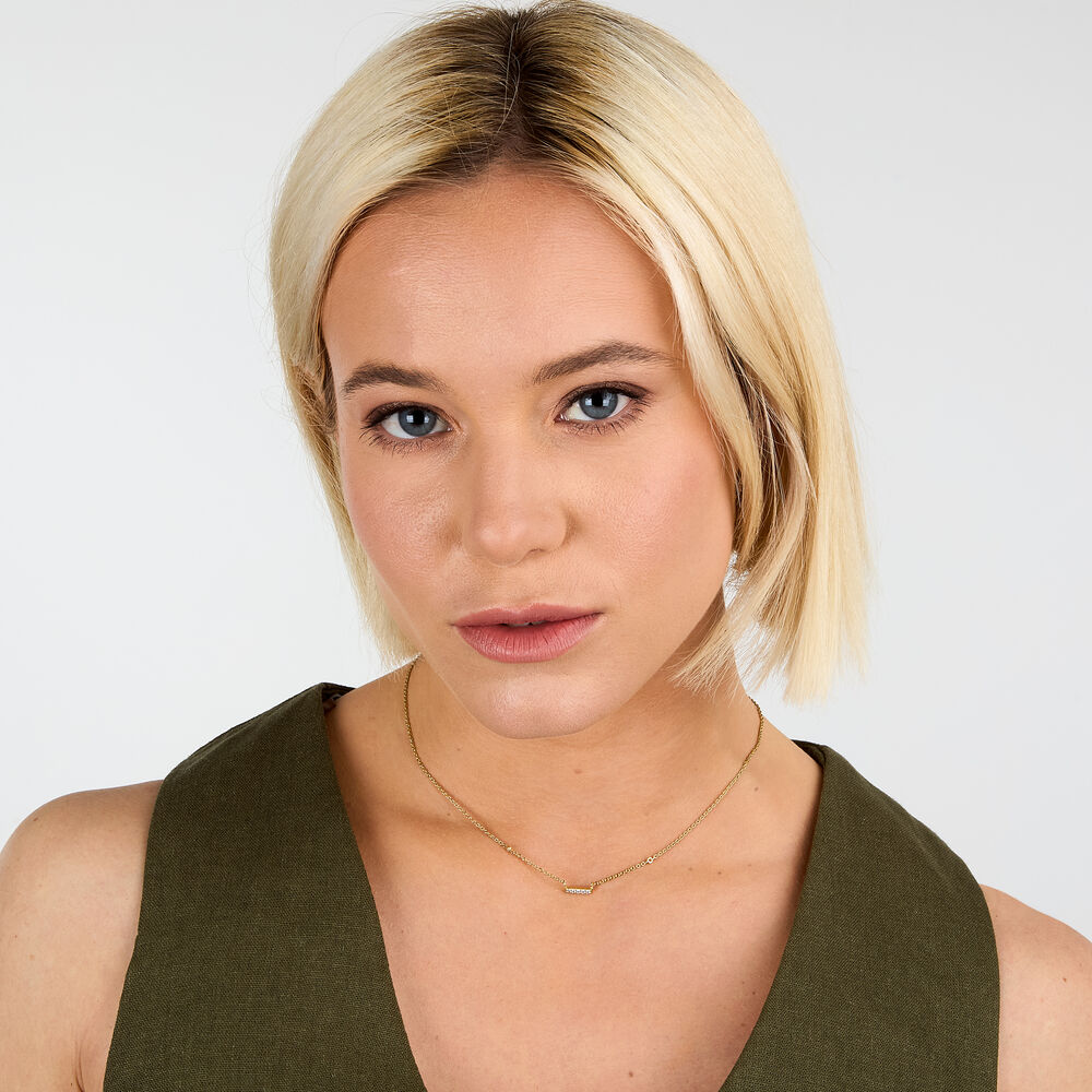 Colier reglabil din argint cu zirconii albe pentru femei, finisaj auriu, La Petite Story