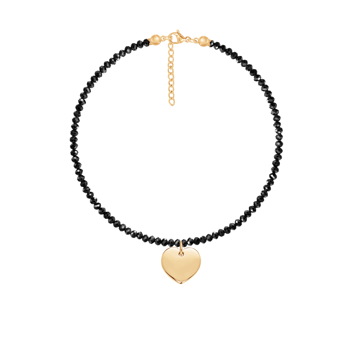 Bratara din pietre de spinel si pandantiv inimioara, ajustabila de 16 cm + extensie de 4 cm, gravabila - Bratari ajustabile - A03/MARKET/ANS/144 - Lilou - Tessora