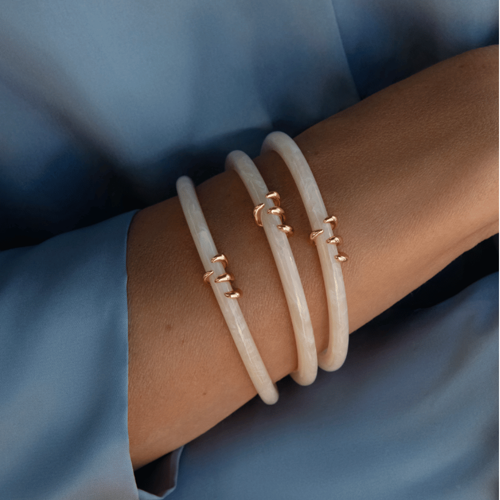 Bratara Forza din rasina crem placata cu aur - Bratari - 210/60/BRA/ZYW/KRE/PO - Lilou - Tessora