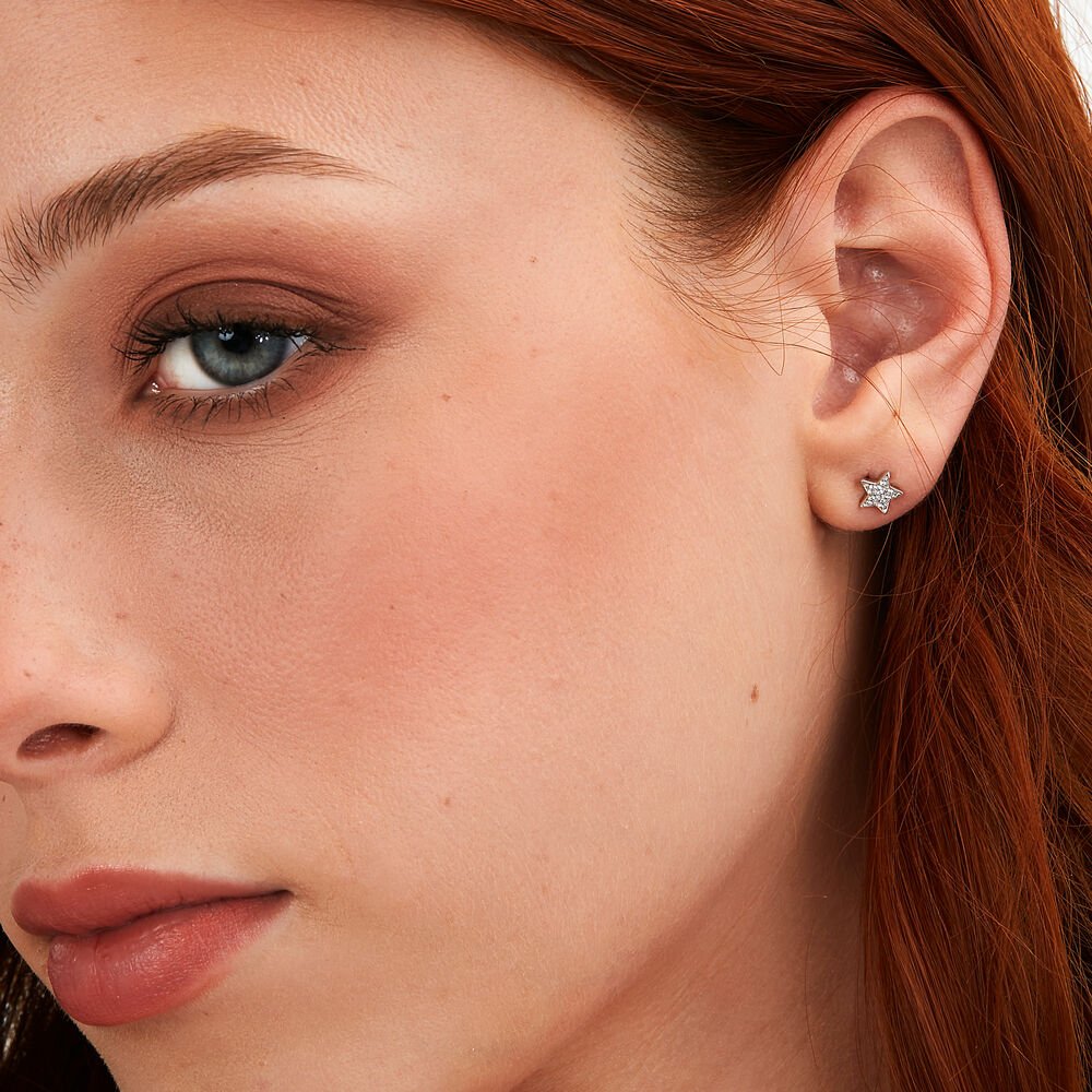 Cercei cu surub In forma de stea - Cercei din argint - lps01awv19 - LA PETITE STORY - Tessora