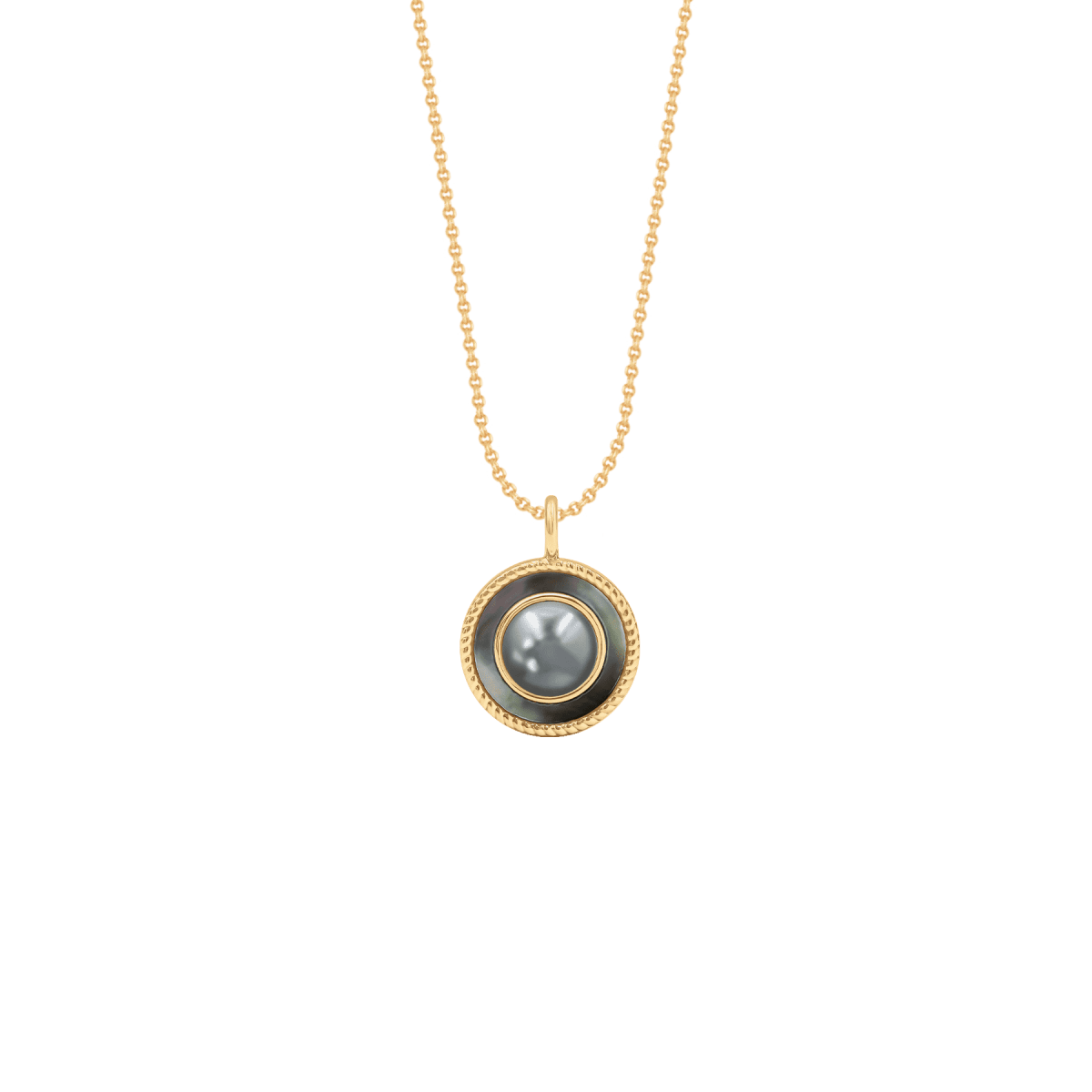 Colier Cosmos, ajustabil cu perla gri, placat cu aur - Coliere - A03/MARKET/ANS/253 - Lilou - Tessora