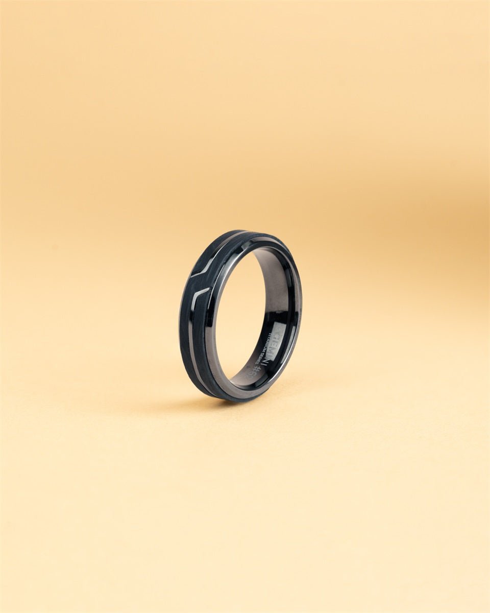 Mens ring Rex black, GEMINI - Men Rings - REX02 - 60 - GEMINI - Tessora