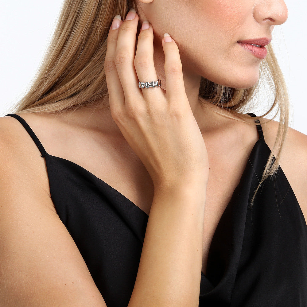 Inel de oțel pentru femei cu inimioare, LA PETITE STORY