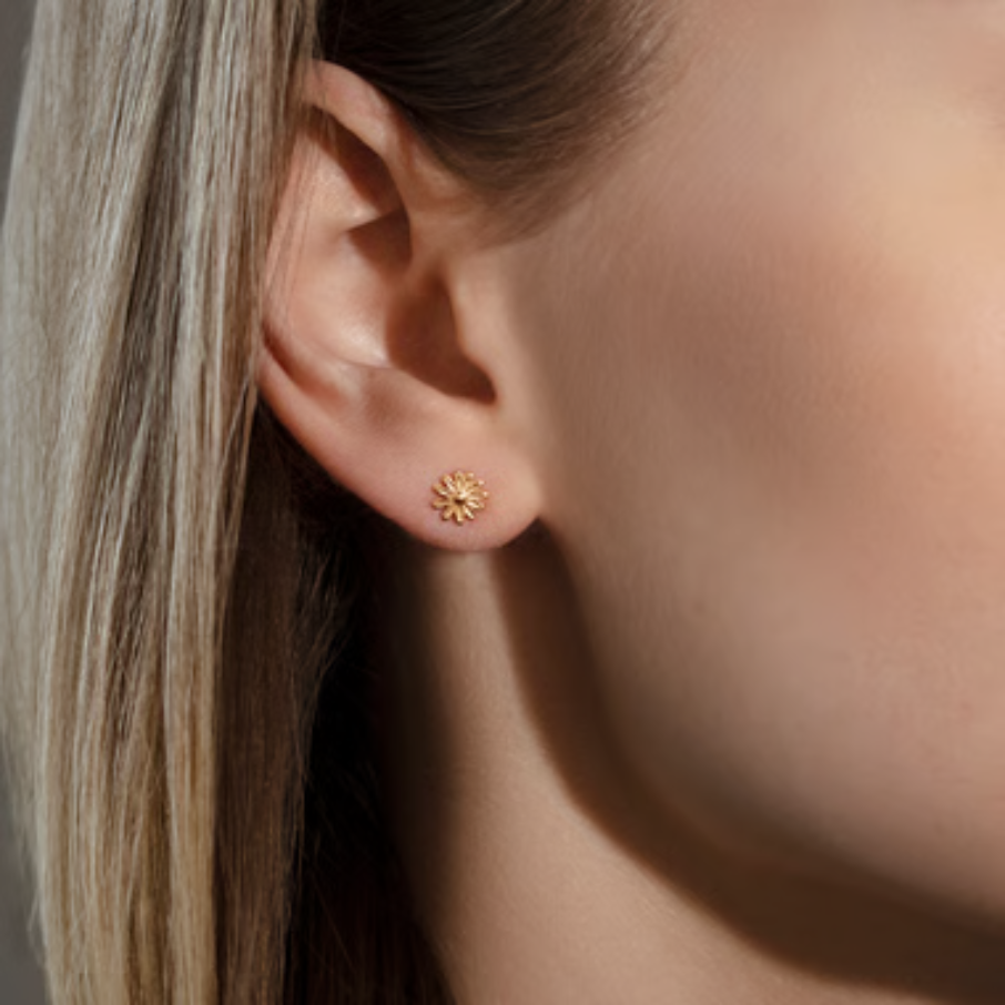 Cercei cu șurub Flowers Etincelle, placați cu aur, Lilou