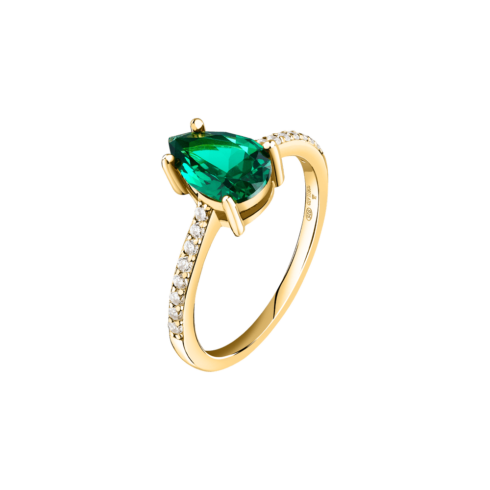 Women's ring sterling silver Tesori with green stone gold - plated, MORELLATO - Silver Rings - saiw203010 - MORELLATO - Tessora